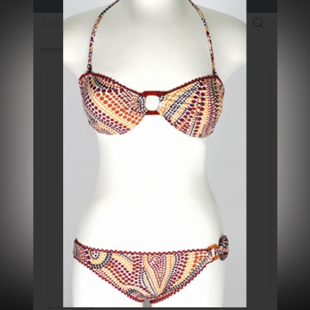 "Sand N Surf" Cranberry Bandeau Bikini Top Size S And Hipster Bottom Size M